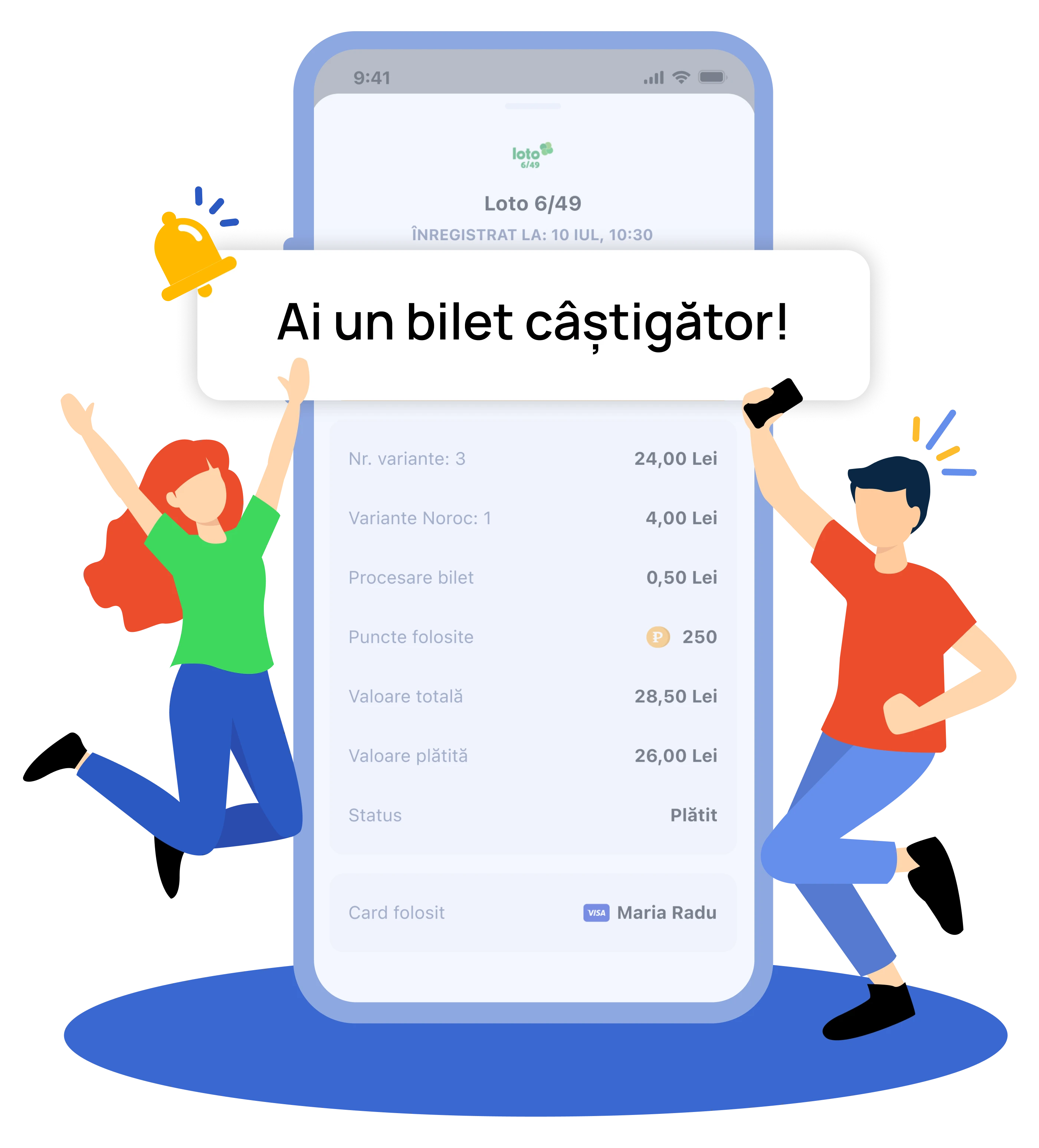 Pago app screen with the Loto game selection