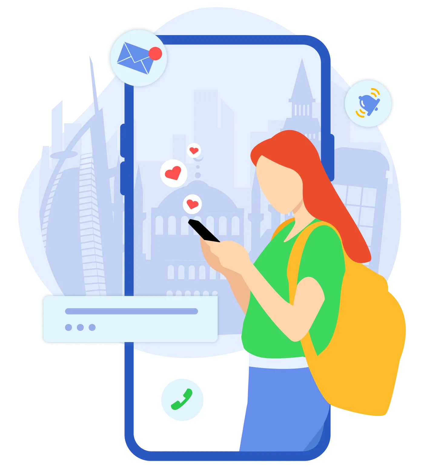 Pago-eSIM-Darstellung — Frau mit Telefon und eSIM