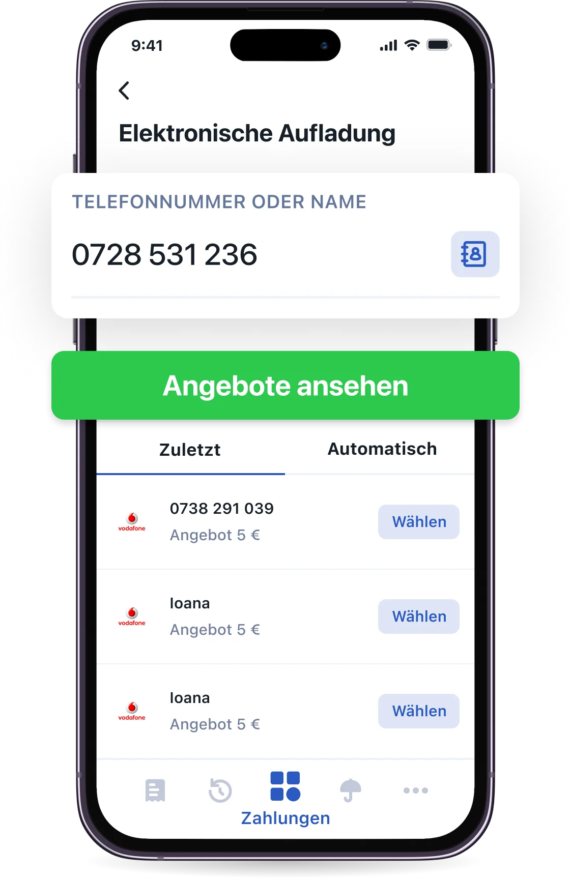 PrePay-Karte aufladen